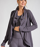 Plus Asymmetric Jacket with Cowl Neck - Multiple Colors