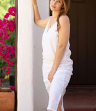 Kiko Linen Slip Dress - Gown in White