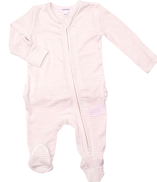 2 Way Zipper Footie - Pink Stripe 2 Way Zipper Footie - Pink Stripe
