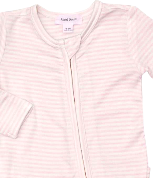 2 Way Zipper Footie - Pink Stripe