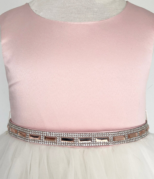 Pink & Rose Gold Satin & Tulle Girls Dress