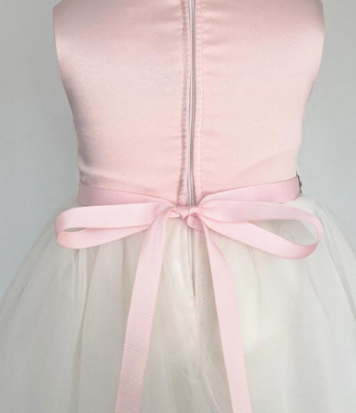 Pink & Rose Gold Satin & Tulle Girls Dress