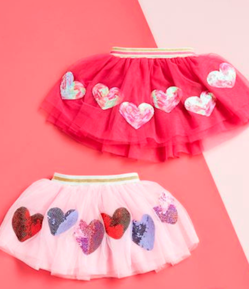 Heart Sequin Tutu Skirts, One Size (3T-5T)