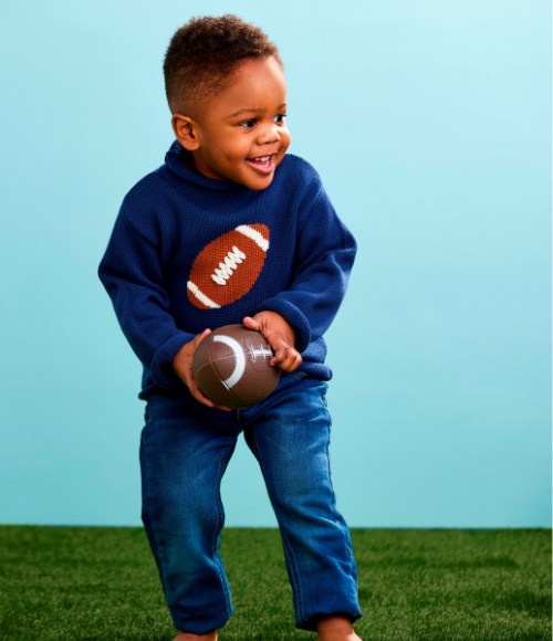 Football Rollneck Sweater, Size 4T-5