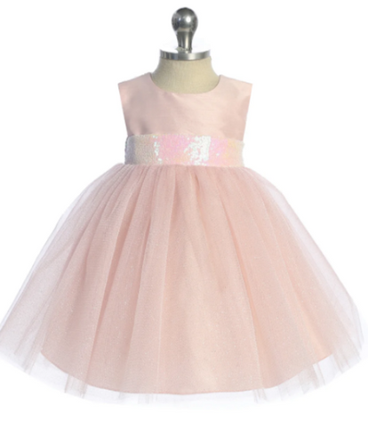 Lavender Sequins V Back & Bow Girls Dress