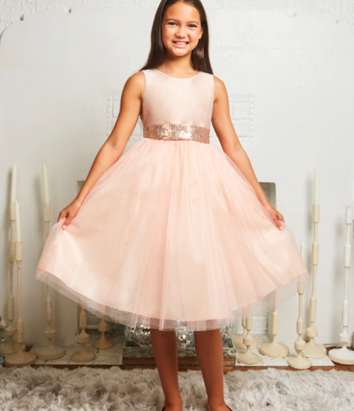 Blush & Rose Gold Girls Dress