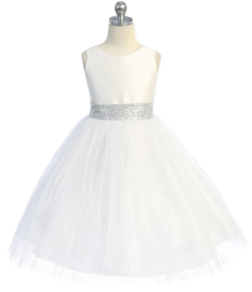 Ivory & Silver Girls Dress