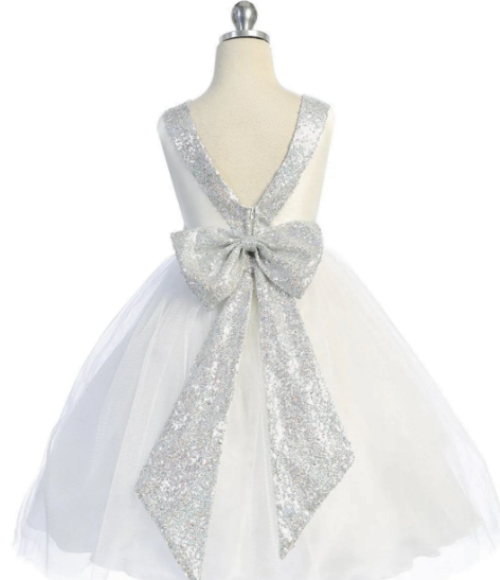 Ivory & Silver Girls Dress
