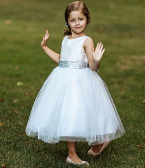Ivory & Silver Girls Dress