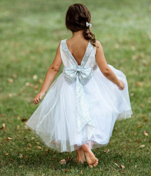 Ivory & Silver Girls Dress