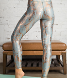 Plus Snake Foil Full Length Leggings in Antique Sage & Gold