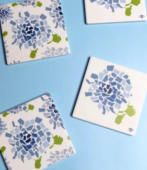 Blue Hydrangea 50 States Coaster Set Blue Hydrangea 50 States Coaster Set