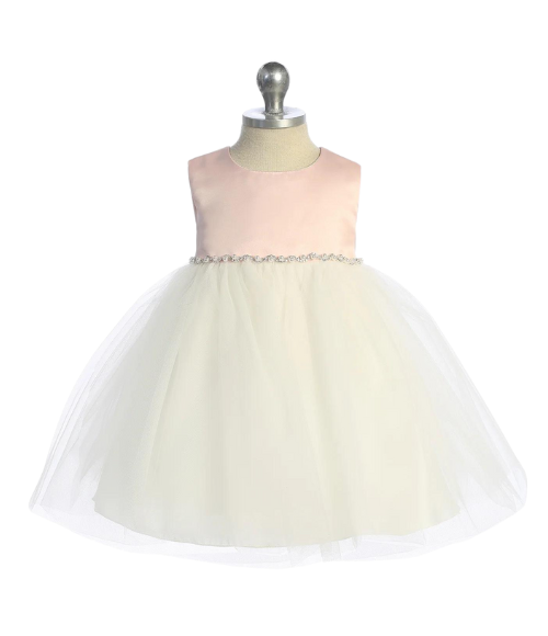 Satin Bodice Baby Dress - Multiple Colors