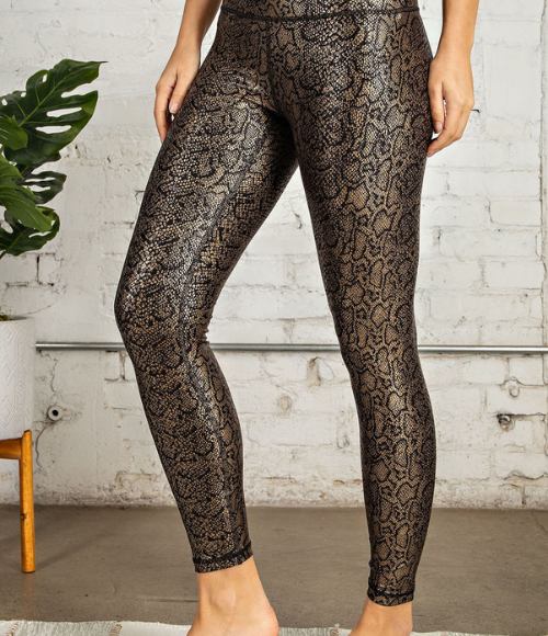 Plus Anaconda Gold Foil Full Length Leggings