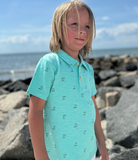 Henry Print Aqua Polo