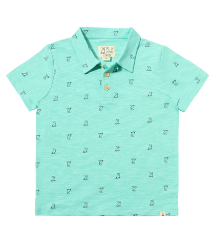 Henry Print Aqua Polo