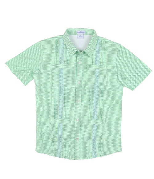 BQ Boys Jade Check Guayabera Shirt