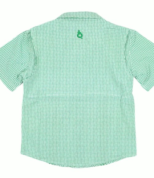 BQ Men's Green Check Guayabera Shirt