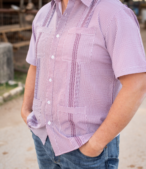 BQ Men's Maroon Guayabera