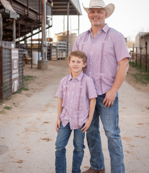 BQ Men's Maroon Guayabera
