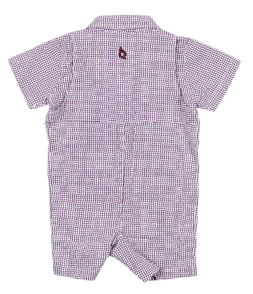 BQ Maroon Check Guayabera Romper