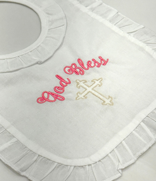 Embriodered Christening-Baptismal Bibs