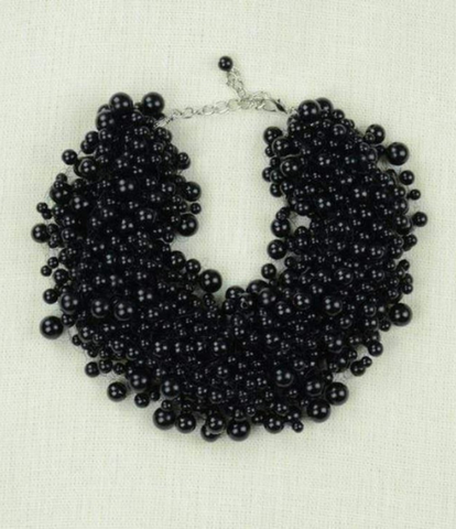 Onyx Black Cluster Necklace