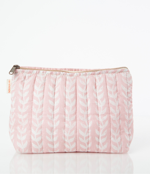 Powder Pink Print Accessory Bag
