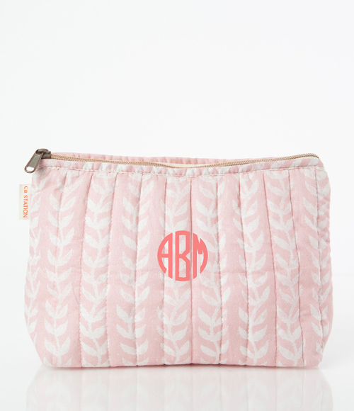 Powder Pink Print Accessory Bag