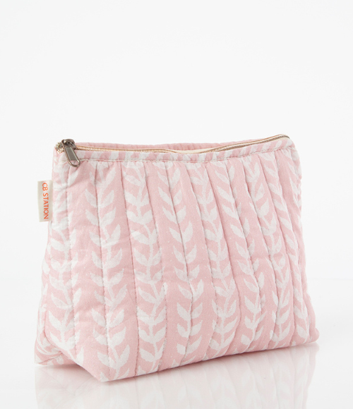 Powder Pink Print Accessory Bag