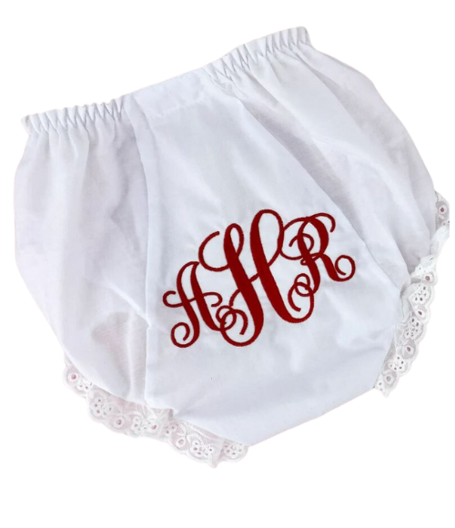 White Eyelet Lace Edged Bloomers