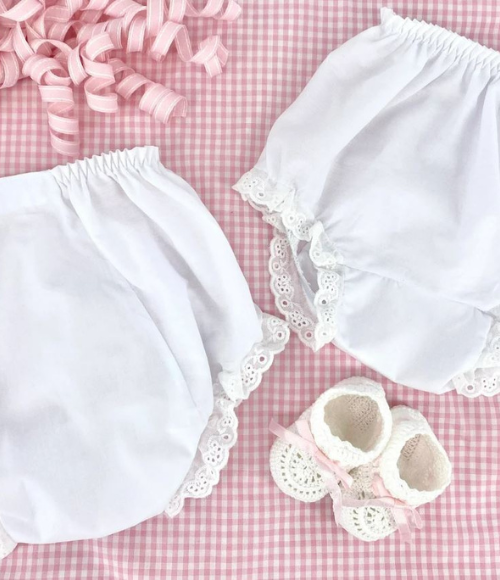 White Eyelet Lace Edged Bloomers