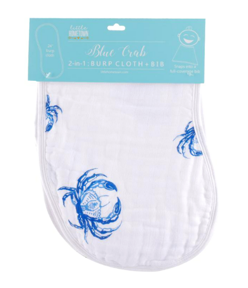 Blue Crab Organic Burp Cloth, Bib & Blanket