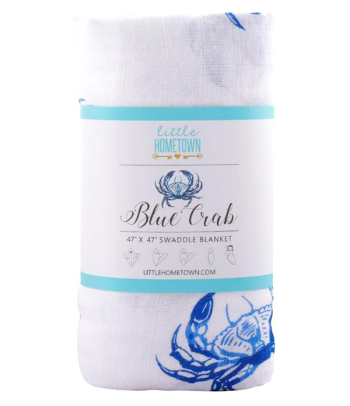 Blue Crab Organic Burp Cloth, Bib & Blanket
