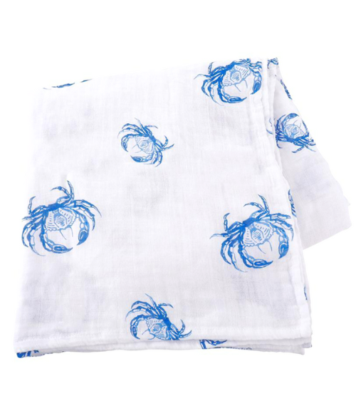Blue Crab Organic Burp Cloth, Bib & Blanket