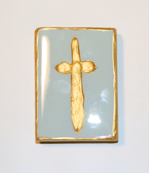 Gold Edged Cross Canvas in Blue