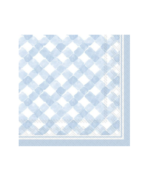 Light Blue Gingham Cocktail Napkins
