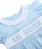 Blue Lil Sister Smocked Bubble