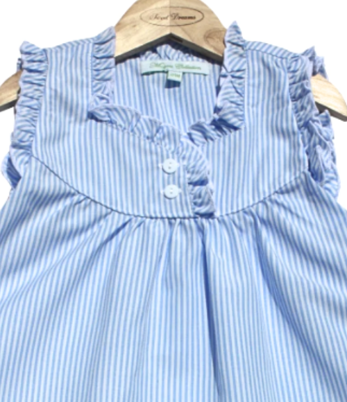 Blue Stripe Ruffle Nightgown