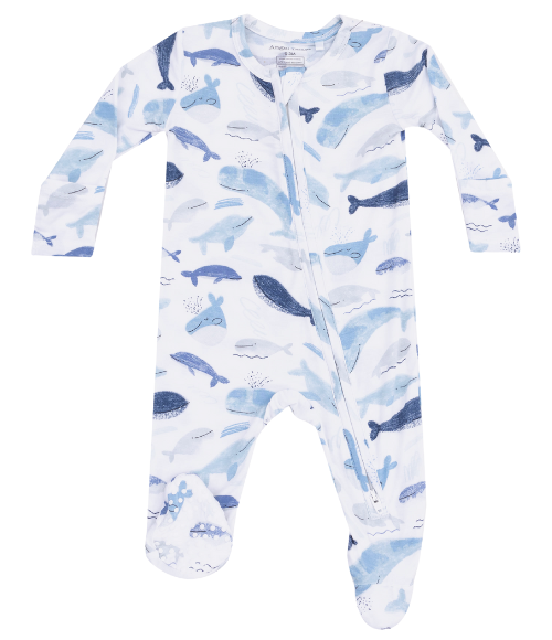 2 Way Zipper Footie - Blue Whales 2 Way Zipper Footie - Blue Whales