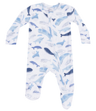 2 Way Zipper Footie - Blue Whales