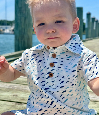 Drift Print Polo Romper - Multiple Colors