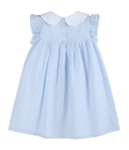 Blue & Pink Seersucker Bow Dress