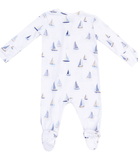 2 Way Zipper Footie - Blue Sailboats