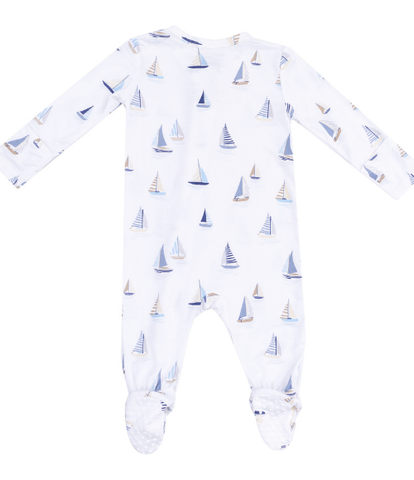 2 Way Zipper Footie - Blue Sailboats