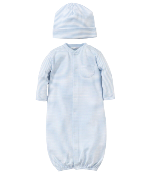 Kissy Blue Stripes Convertible Gown & Hat Set Kissy Blue Stripes Convertible Gown & Hat Set