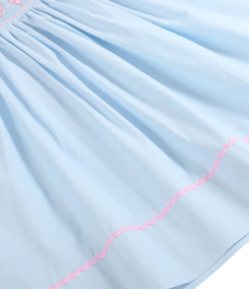 Blue & Pink Smocked Bishop Dress