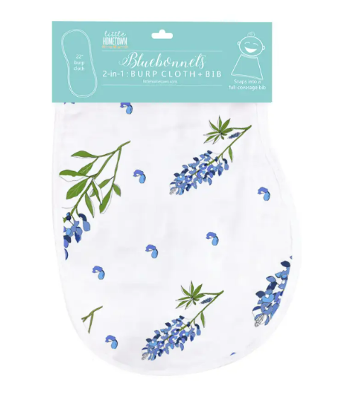 Texas Bluebonnet Organic Burp Cloth, Bib & Blanket Texas Bluebonnet Organic Burp Cloth, Bib & Blanket