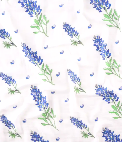 Texas Bluebonnet Organic Burp Cloth, Bib & Blanket
