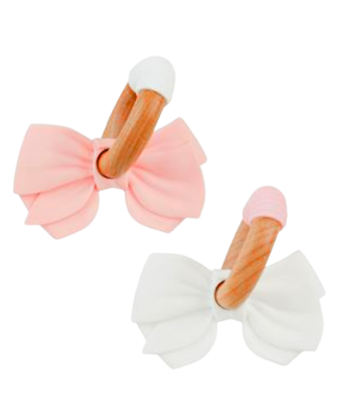 Pink & White Bow Teethers